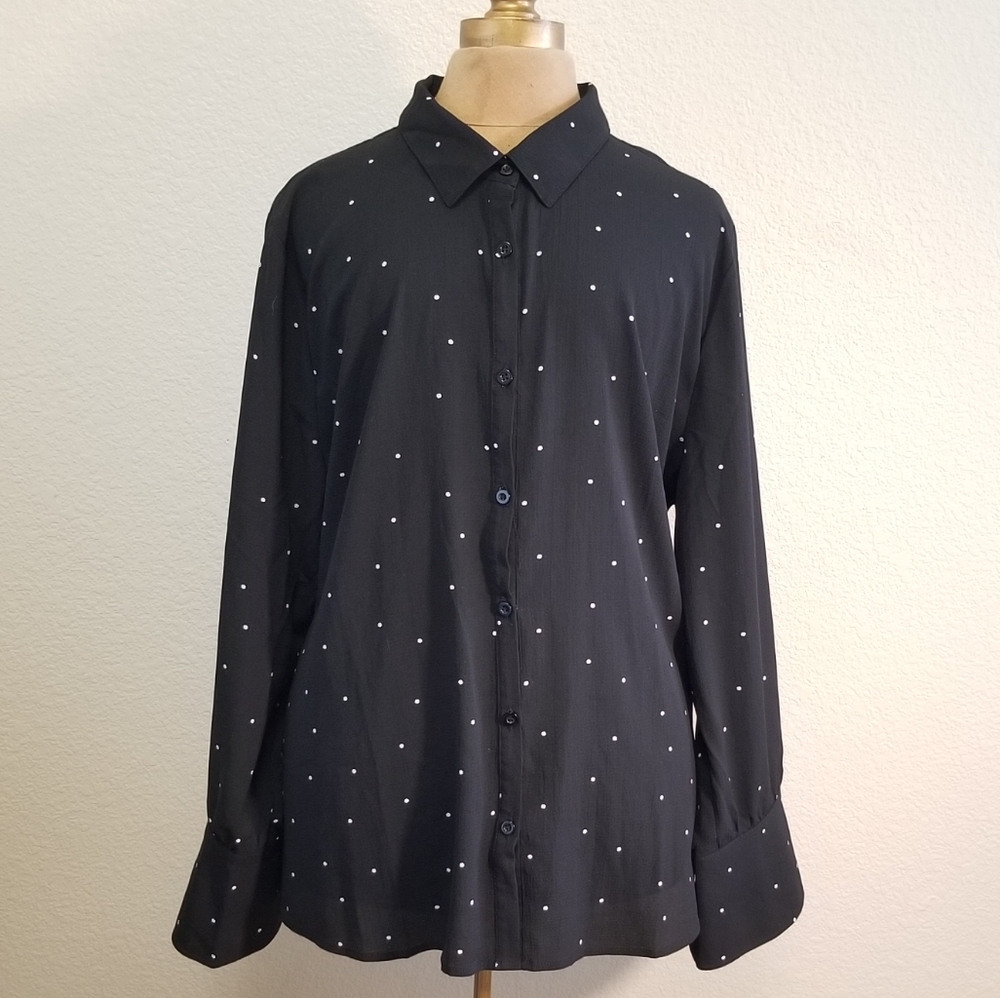 PERCH by BLU PEPPER Black/White Polka Dot Top